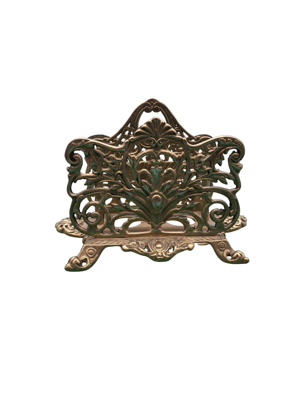 Unmarked Brass Letter Holder Desk Inkwell Stand Baroque Rococo Gold Taiwan